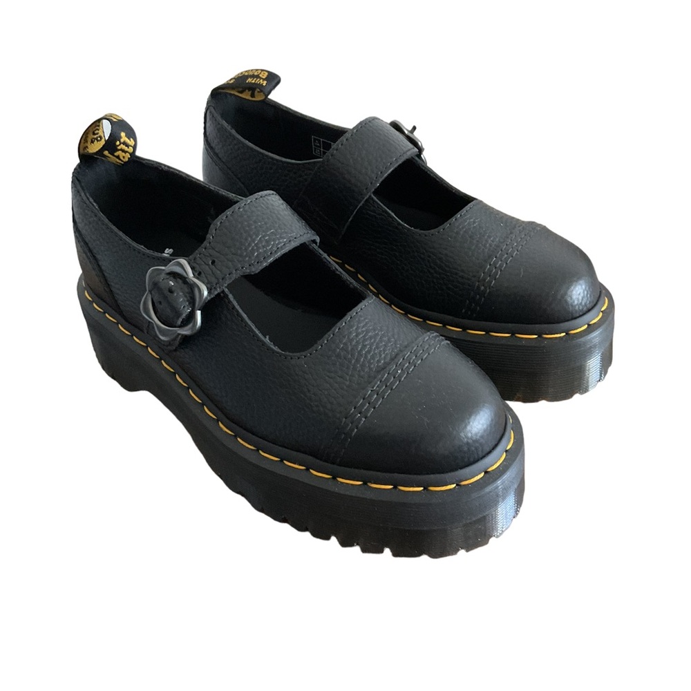 DR. MARTENS Bethan Smooth Polished Leather Platform Mary Jane Shoes Size- 8